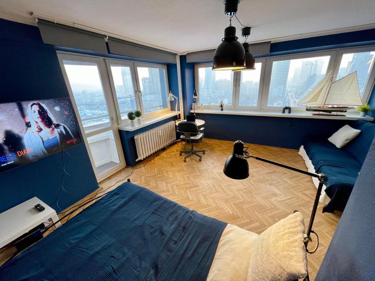 Super Apartament Blue Scisle Centrum Dwie Linie Metra Netflix Wifi 300 Mbs Panorama Miasta Varsó Kültér fotó